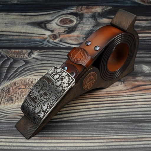 Кожаный ремень memento mori коричневый